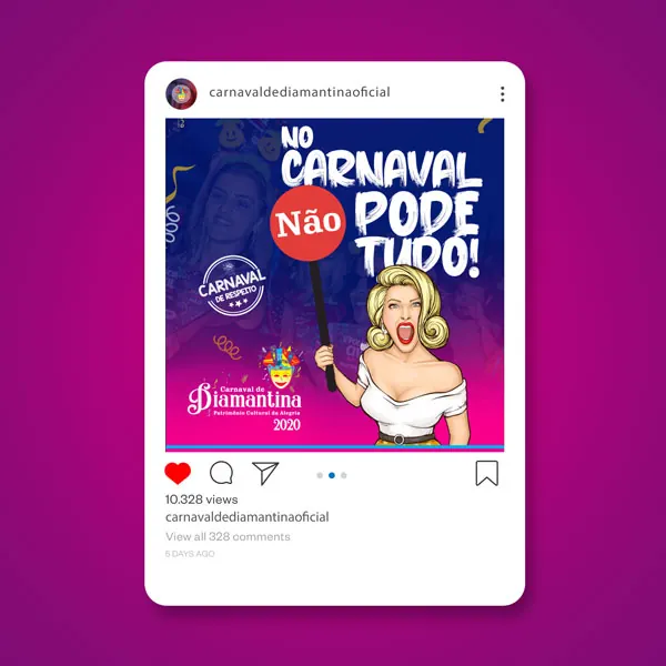 Post do Carnaval de Diamantina 2020 criado pela Ultra